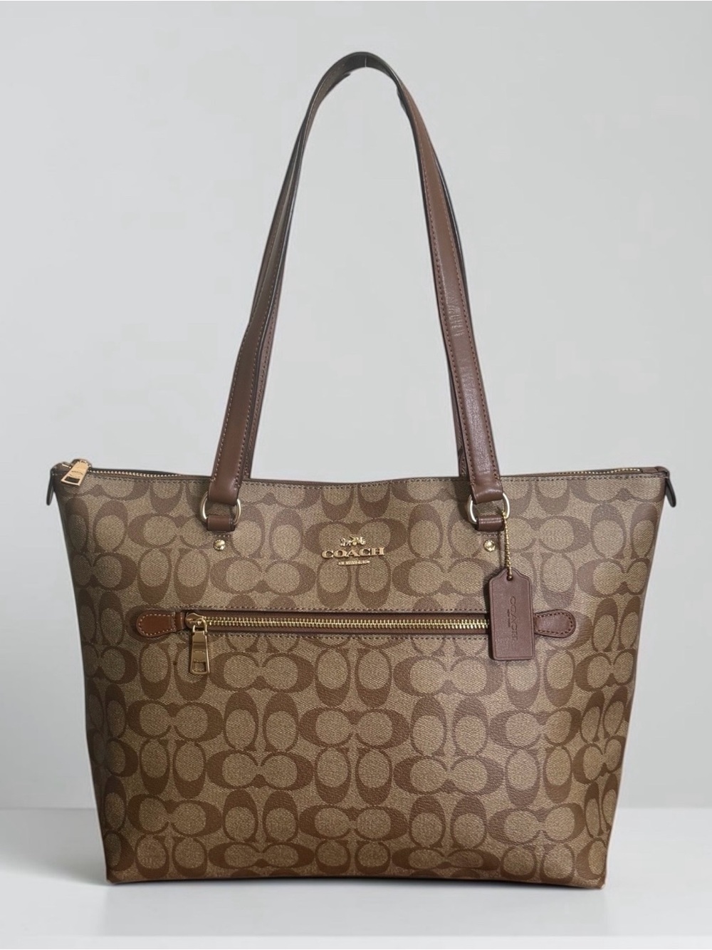 Authentic Coach Gallery Signature Khaki Saddle Tote! RARE! EUC!